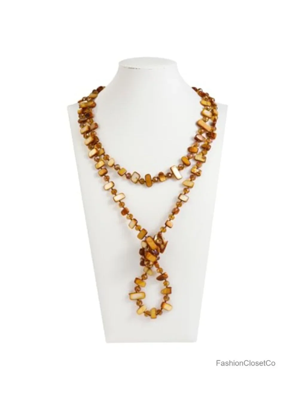 Boho Long Knotted Beaded Necklace Handmade Cowrie Shell Glass Women Strand